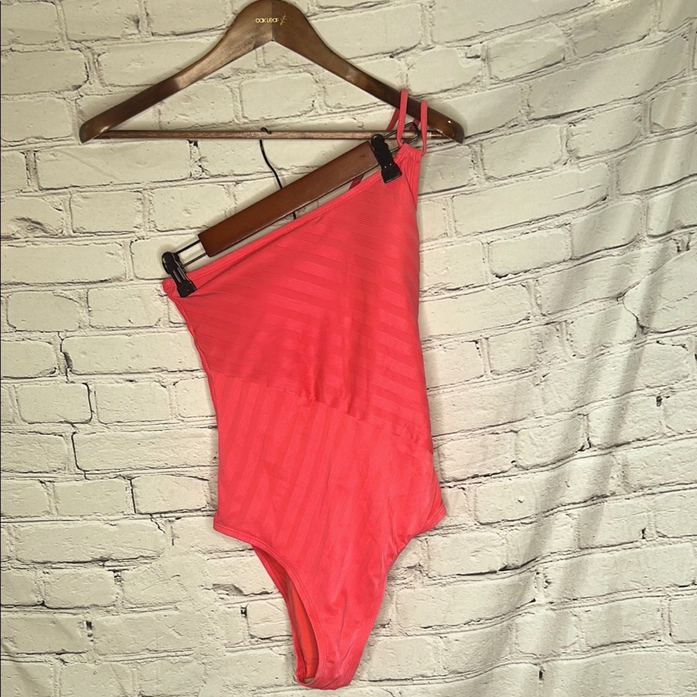 La Blanca Coral Pink One-Shoulder Pink One-Piece Swimsuit Size 10